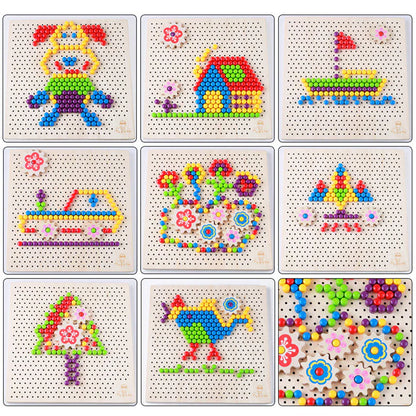 Medium Wooden Mosaic Beads Pegs Board