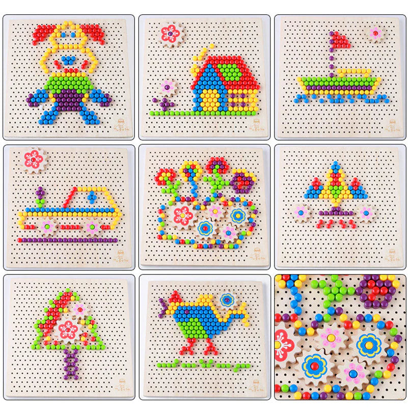 Medium Wooden Mosaic Beads Pegs Board