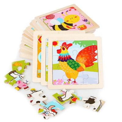 Lot of 10 Wooden Puzzles for Children