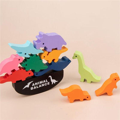 Fidtoy Montessori Wooden Balance Blocks for Kids Ages 3-12 – Dinosaur & Animal Stacking Toy for Educational Play