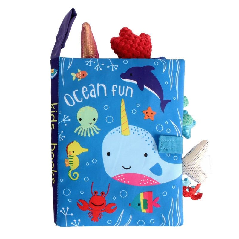 Fidtoy Ocean Sensory Baby Cloth Book – Soft Crinkle Montessori Tactile Book for Newborns & Toddlers