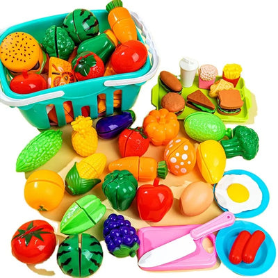 Fidtoy Cutting Fruits and Vegetables Toy Set – Pretend Play Kitchen Food Toy for Toddlers