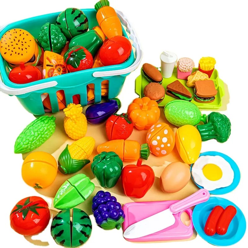 Fidtoy Cutting Fruits and Vegetables Toy Set – Pretend Play Kitchen Food Toy for Toddlers
