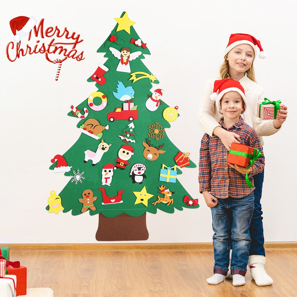 Sapin de Noël en feutre avec 32 pièces