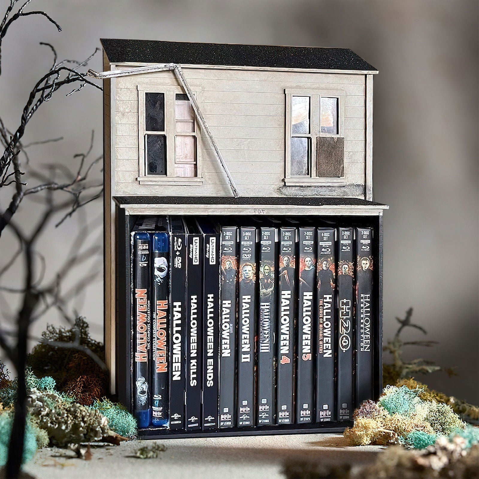 Halloween Michael Myer's House 1978 Media Wooden Storage, Mr. Zombie Workshop Handmade DVD, VHS, Movie Storage DIY | KindlyToys