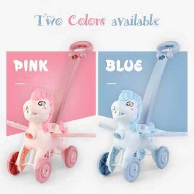 Fidtoy Hand Push Pony Bubble Machine | Colorful Outdoor Fun for Toddlers