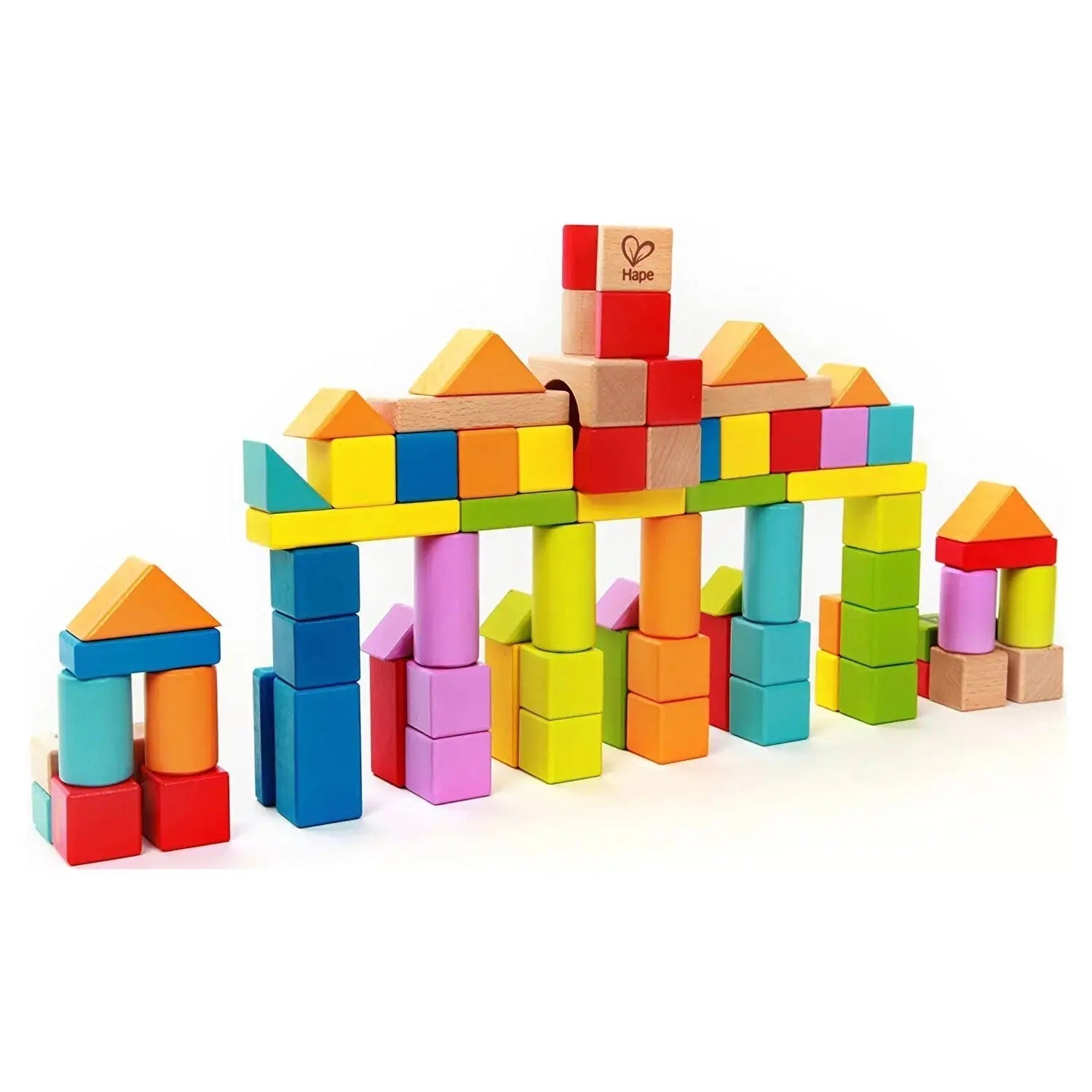 Fidtoy Lot de 80 blocs de construction en bois, jouet STEM avec lettres et chiffres
