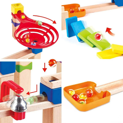 Fidtoy Wooden Marble Run Toy DIY Building Track Set for Kids