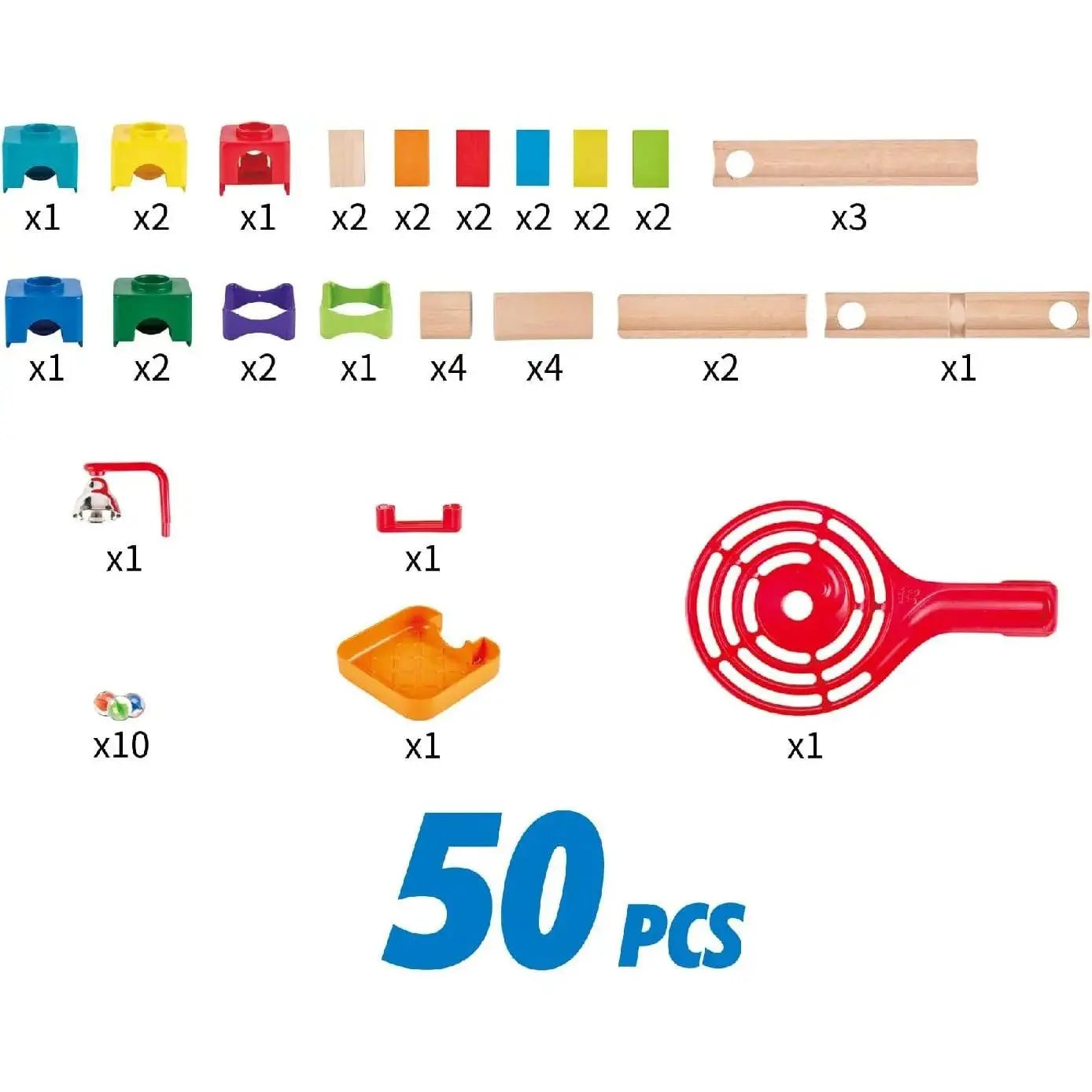 Fidtoy Wooden Marble Run Toy DIY Building Track Set for Kids