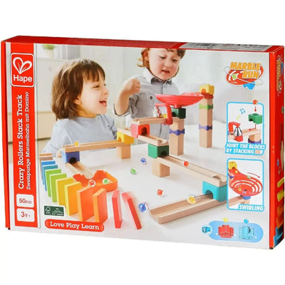 Fidtoy Wooden Marble Run Toy DIY Building Track Set for Kids