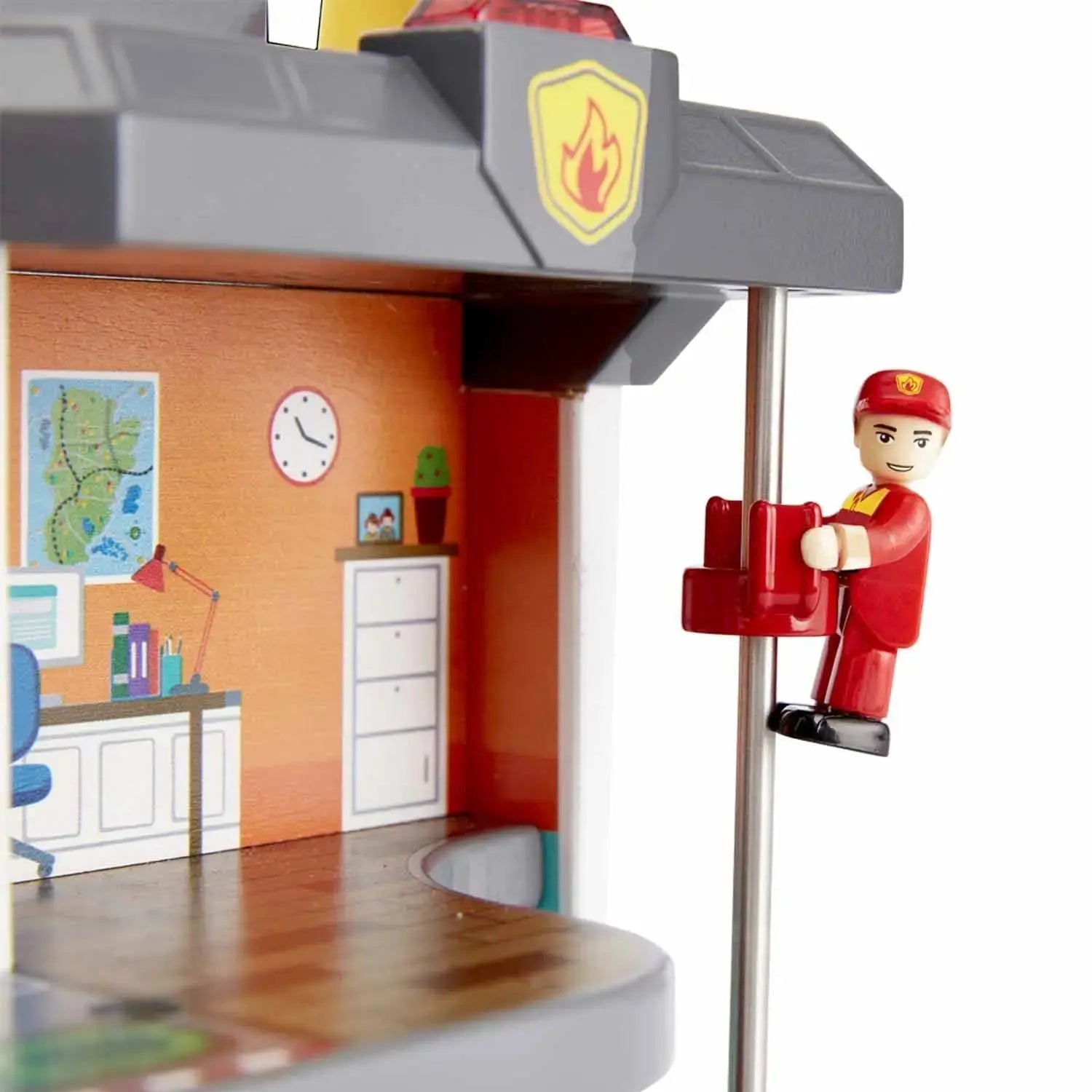 Fidtoy Emergency Services Train Set Wooden Railway Rescue Toy for Kids