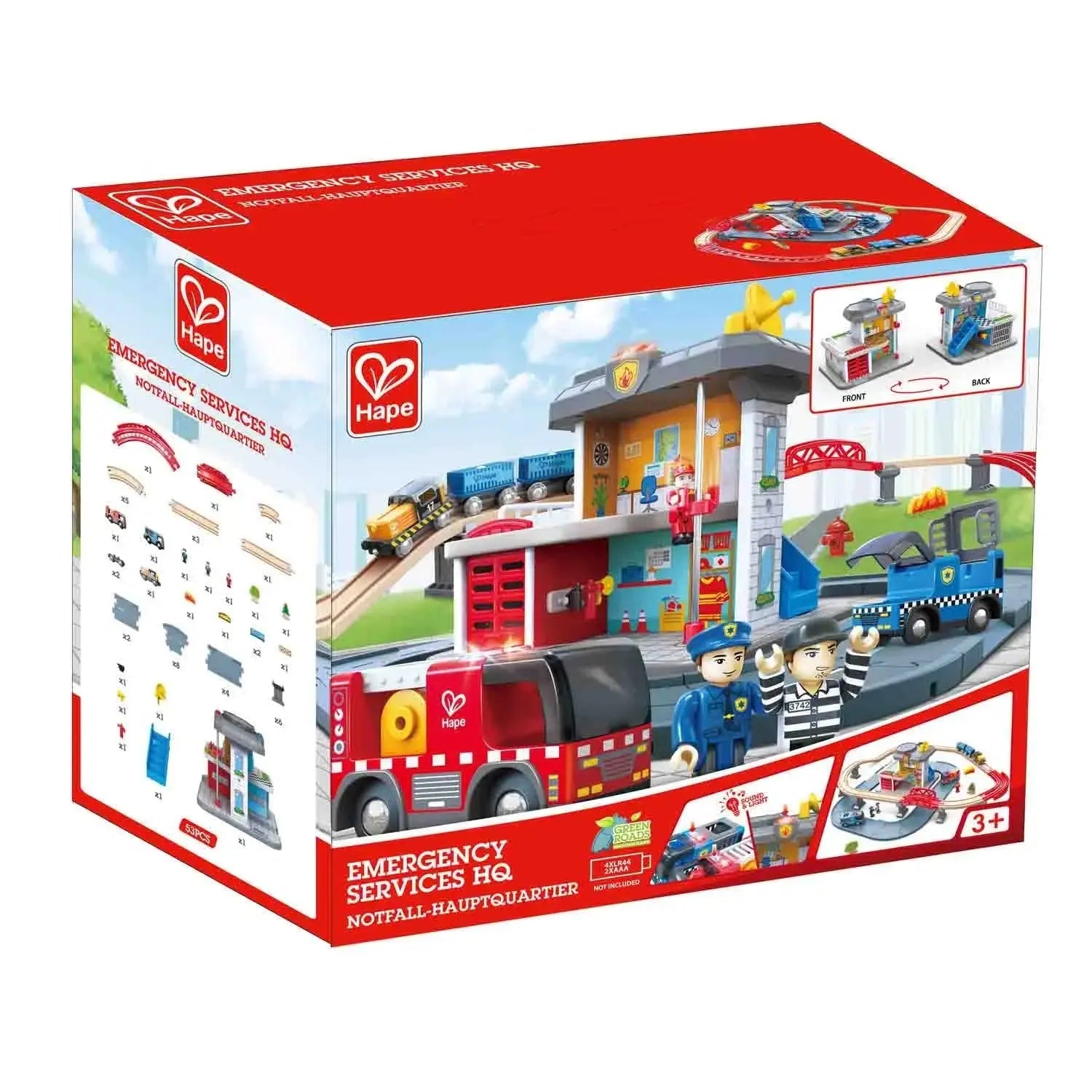 Fidtoy Emergency Services Train Set Wooden Railway Rescue Toy for Kids