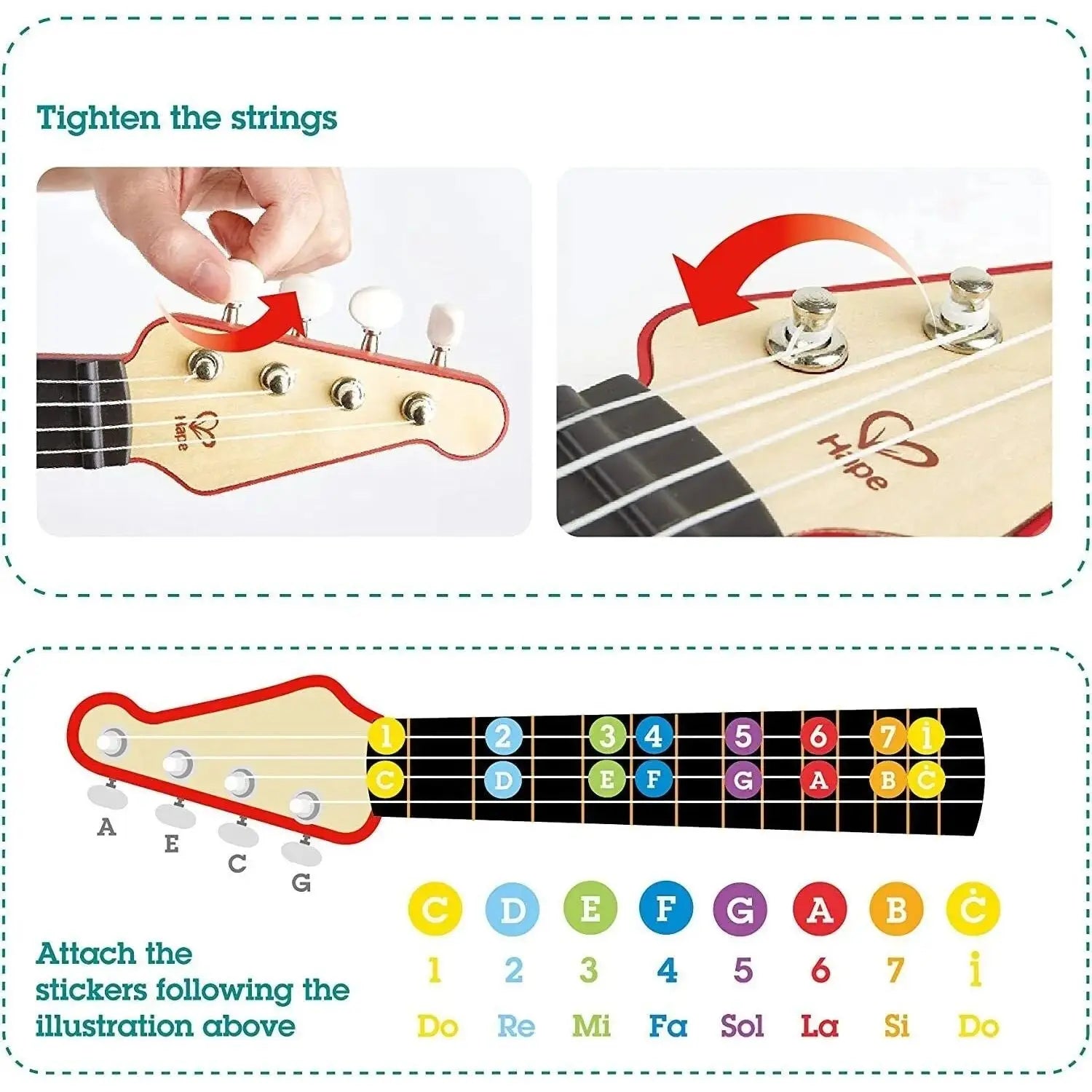 Fidtoy Kids Learning Ukulele Toy Musical Light Guide Instrument