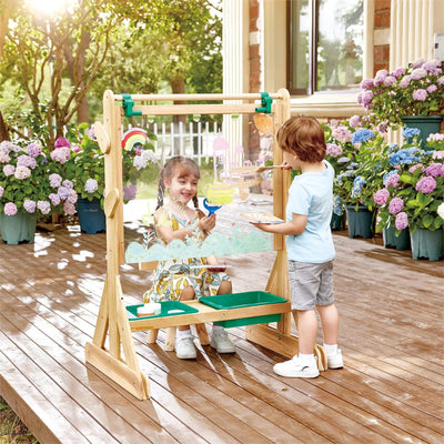 Fidtoy Chevalet d'Art Extérieur en Bois pour Enfants Kit de Peinture Double Face
