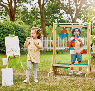 Fidtoy Chevalet d'Art Extérieur en Bois pour Enfants Kit de Peinture Double Face