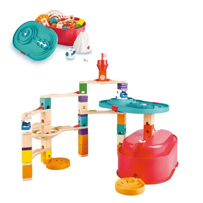 Fidtoy Wooden Marble Run Bucket Building Set STEM Toy