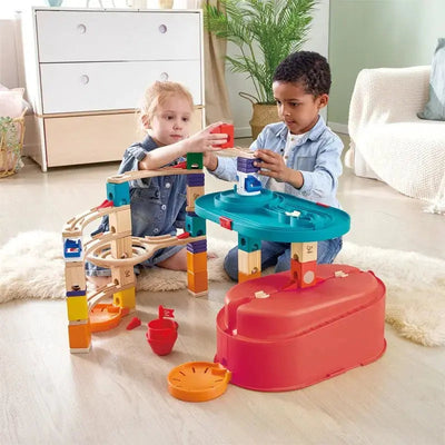 Fidtoy Wooden Marble Run Bucket Building Set STEM Toy