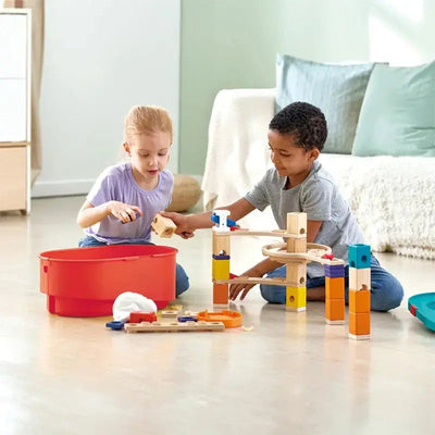 Fidtoy Wooden Marble Run Bucket Building Set STEM Toy