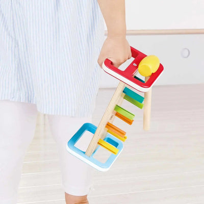 Fidtoy Wooden Rainbow Pounder Hammer Bench Toy for Toddlers