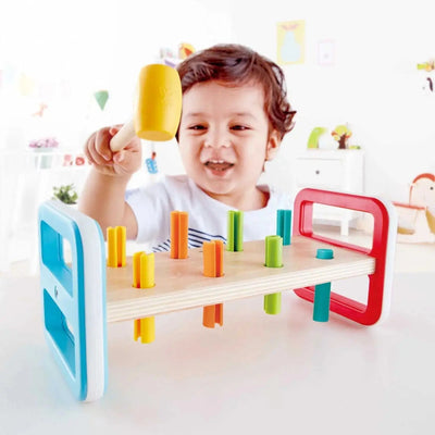 Fidtoy Wooden Rainbow Pounder Hammer Bench Toy for Toddlers