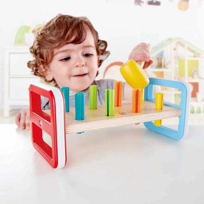 Fidtoy Wooden Rainbow Pounder Hammer Bench Toy for Toddlers