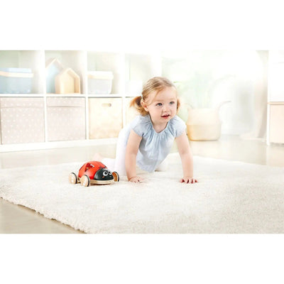 Fidtoy Wooden Ladybug Pull Along Shape Sorting Toy for Toddlers