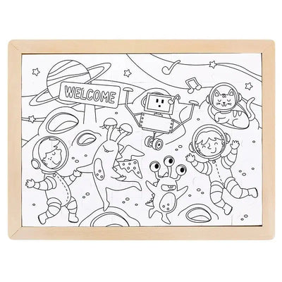 Fidtoy Space Adventure Puzzle Coloring Set 48 Piece Kids Toy