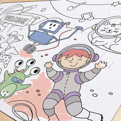 Fidtoy Space Adventure Puzzle Coloring Set 48 Piece Kids Toy