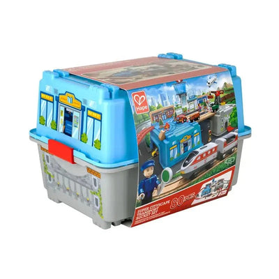 Fidtoy Coffret de Train en Bois - 80 Pièces - Jouet de Construction Ferroviaire pour Enfants