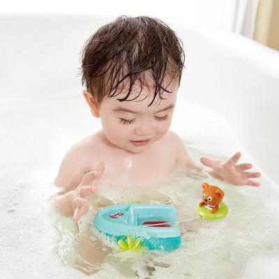 Fidtoy Teddy Bear Pull-Back Bath Boat Toy for Toddlers Water Play