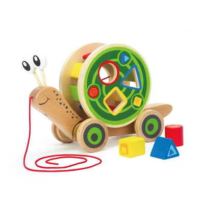 Fidtoy Jouet à Tirer en Bois Escargot, Trieur de Formes, Jouet Éducatif pour Tout-Petits