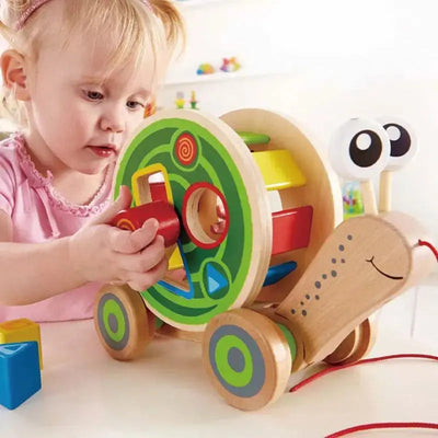 Fidtoy Jouet à Tirer en Bois Escargot, Trieur de Formes, Jouet Éducatif pour Tout-Petits