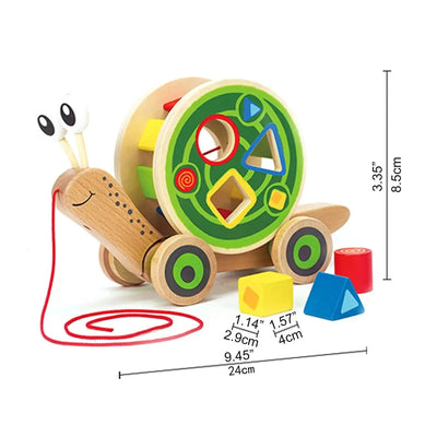 Fidtoy Jouet à Tirer en Bois Escargot, Trieur de Formes, Jouet Éducatif pour Tout-Petits