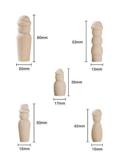 Set of 20 Wooden Assorted Peg Leg Hat Dolls Loose Parts