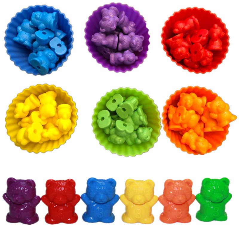Rainbow Weight Counting Bear With Stacking Cups