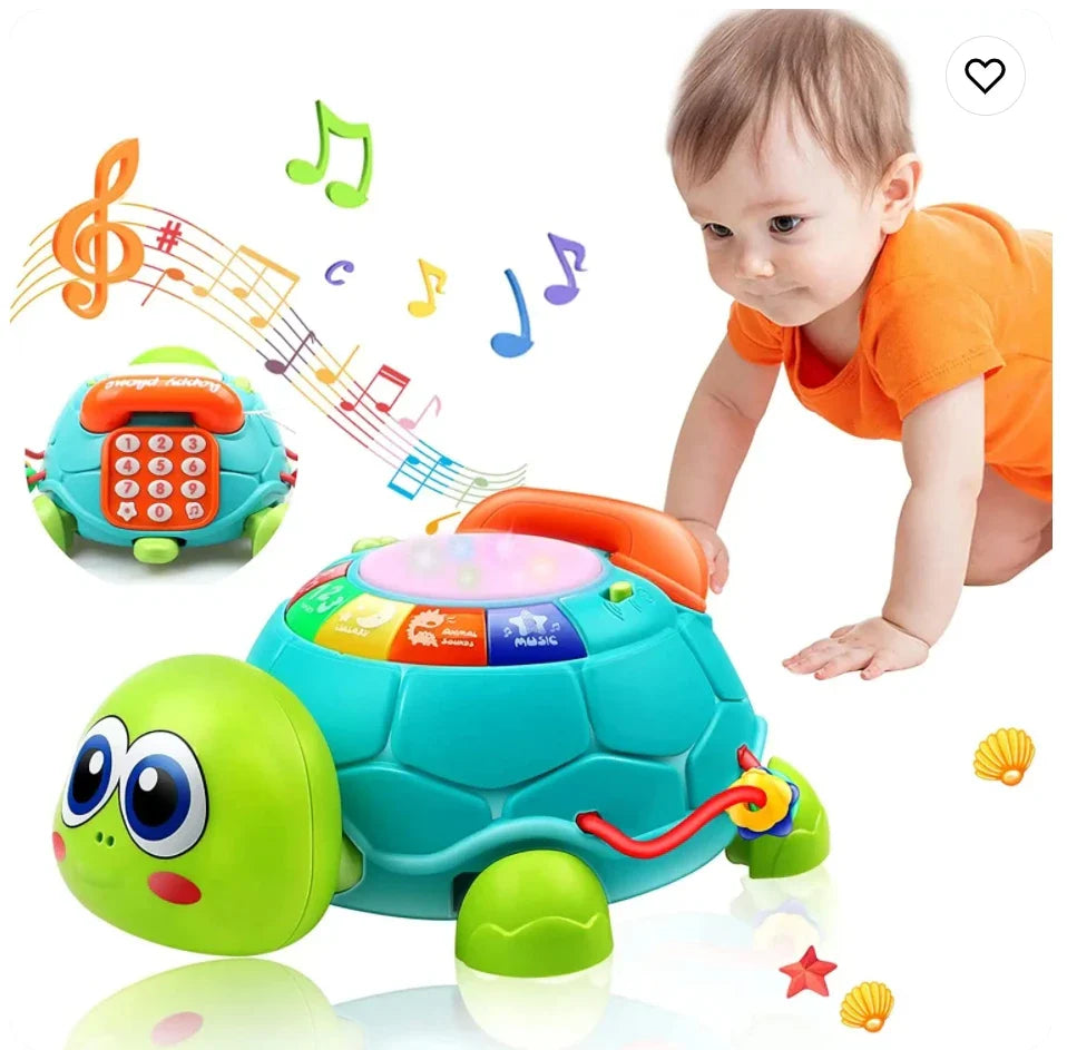 Fidtoy Crawling Musical Turtle Toy for Babies – Interactive Light & Sound Learning Toy for Tummy Time and Early Development