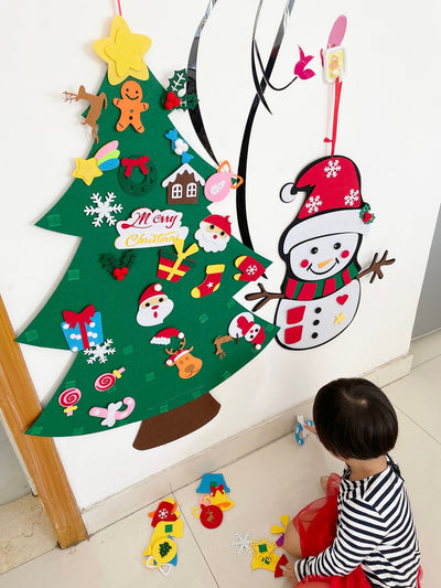 Sapin de Noël en feutre avec 32 pièces