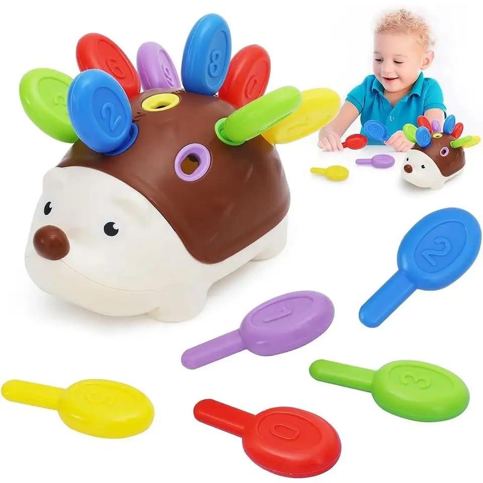 Fidtoy Montessori Hedgehog Fine Motor Toy for Toddlers – Color Sorting & Counting Learning Toy