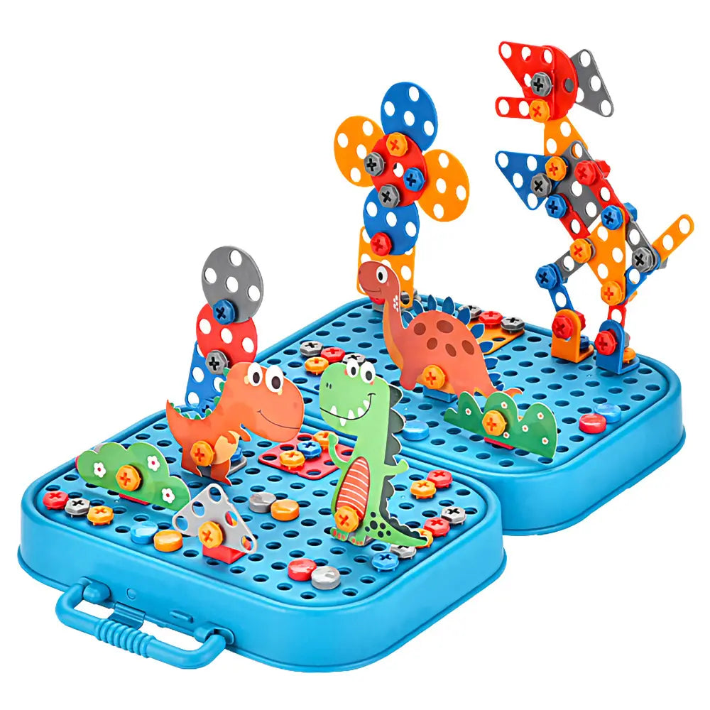 Fidtoy Unicorn Construction Building Set with Electric Screwdriver – 228 PCS Portable STEM Building Toy for Kids 3+