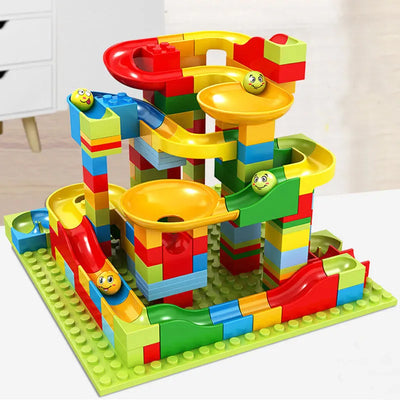 Fidtoy Slideway Blocs de Construction 206 Pièces – Jeu de Construction de Circuit de Billes pour Enfants 6+