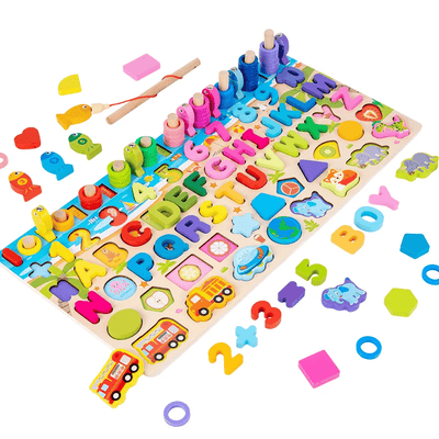 Fidtoy Wooden Alphabet & Numbers Puzzle for Toddlers – Montessori Educational Toy for Early Learning and Counting