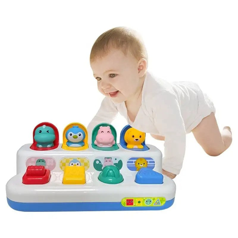 Fidtoy Baby Pop Up Toy for Toddlers – Cause and Effect Animal Learning Toy with Colorful Buttons