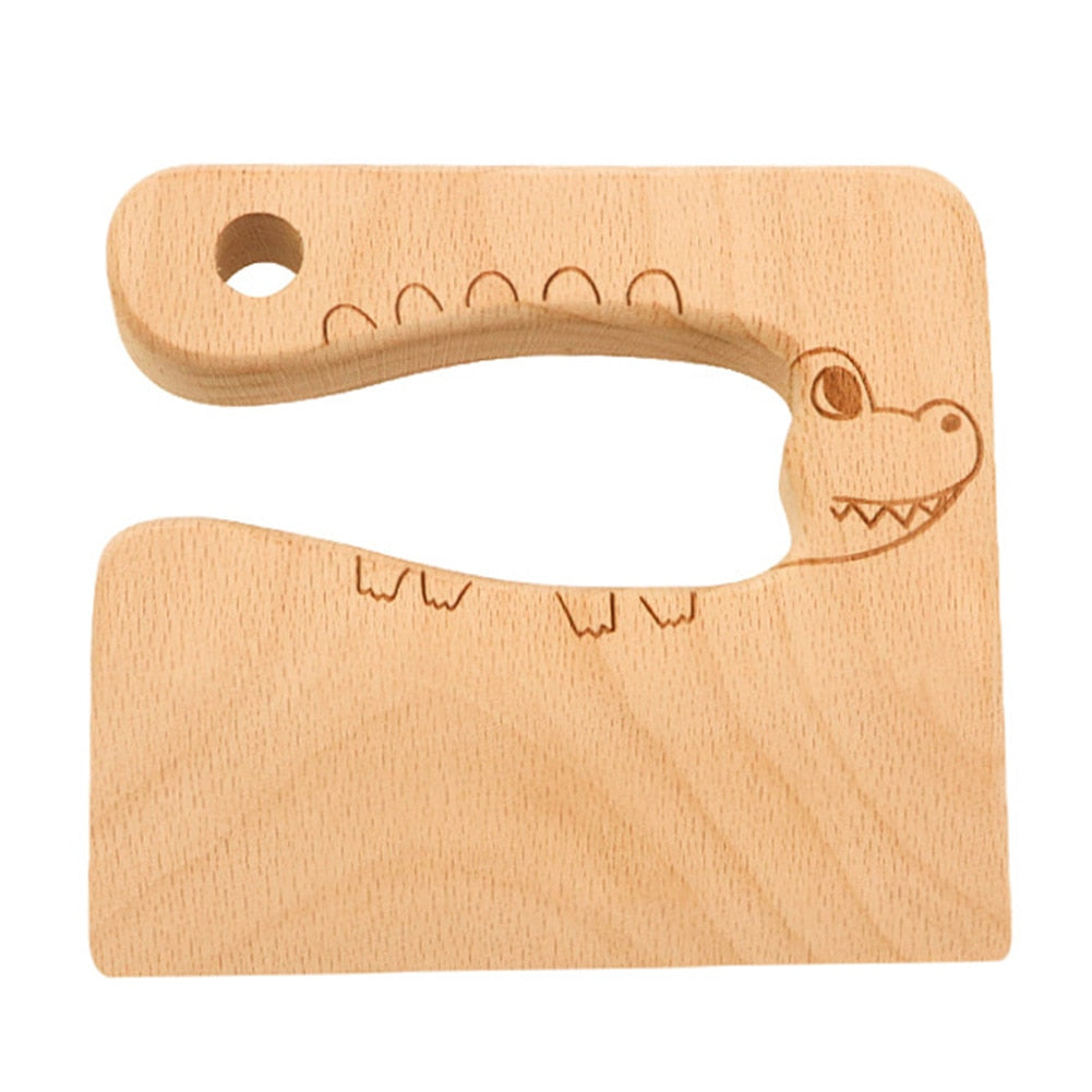 Fidtoy Montessori Wooden Chopper for Kids Toddler Kitchen Tool