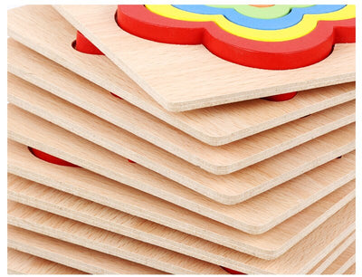 Fidtoy Wooden Jigsaw Puzzle for Toddlers – Montessori Educational Shape Learning Toy for Kids Ages 1-6