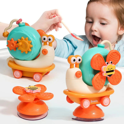 Fidtoy Suction Cup High Chair Toy for Babies – Montessori Sensory Spinner Toy for Mealtime & Travel