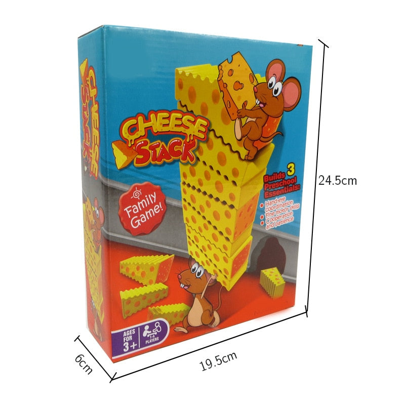 Cheese And Mouse Stacking Building Blocks Game