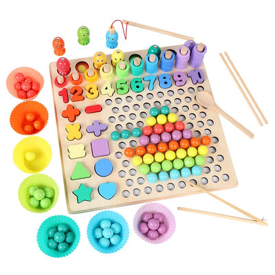 Montessori Wooden Clip Beads Toy – Fine Motor Skills & Hand-Eye Coordination Training Set for Toddlers 3-6 Years