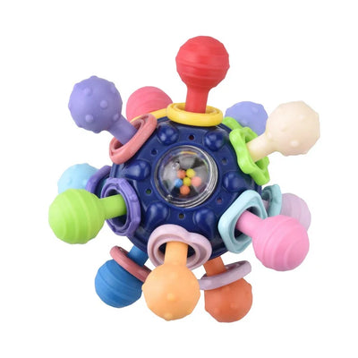 Fidtoy Baby Sensory Teething Rattle Toy – Silicone Montessori Sensory Toy for Infants 0–12 Months