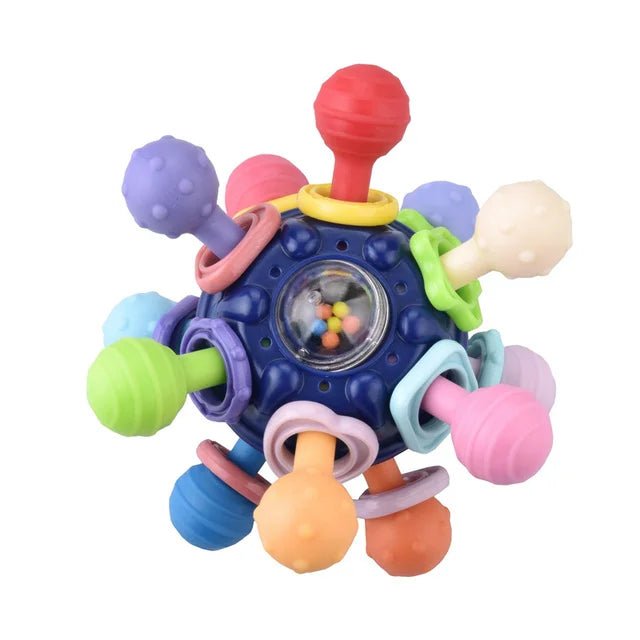 Fidtoy Baby Sensory Teething Rattle Toy – Silicone Montessori Sensory Toy for Infants 0–12 Months