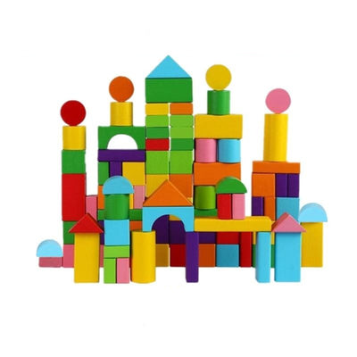 Fidtoy Blocs de construction en bois arc-en-ciel pour enfants Ensemble de jouets de construction créatifs